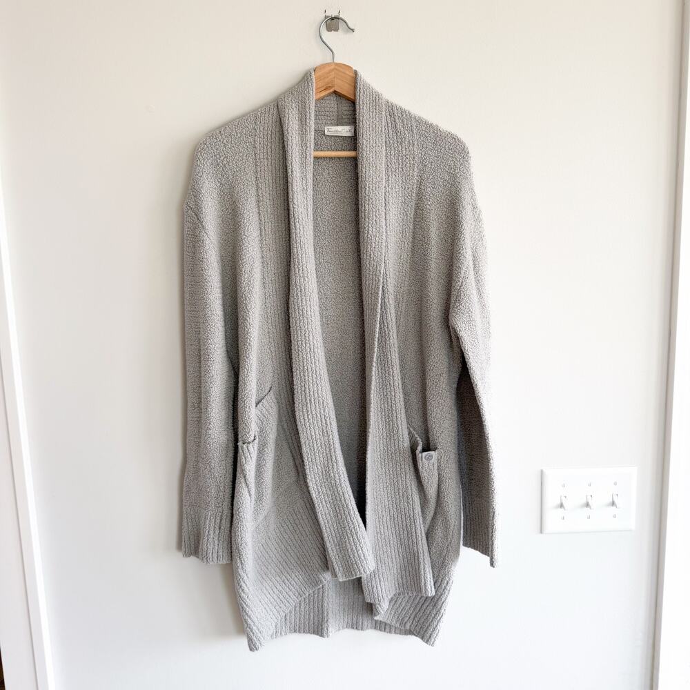 Faceplant Dreams Open-Front Long Sleeve Knit Cardigan Gray L